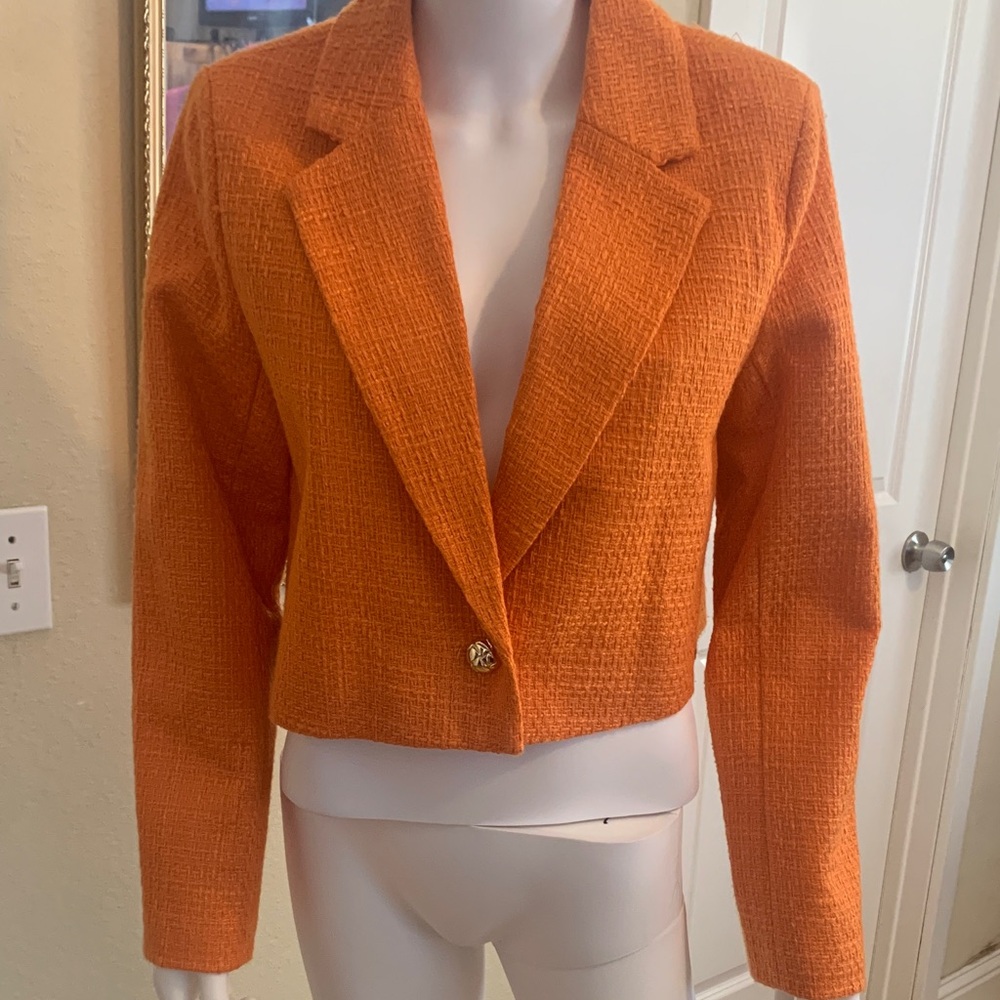 Dolce Cabo Textured Orange Blazer